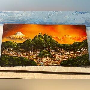 Hand painting of old Quito, Ecuador. Very fine details